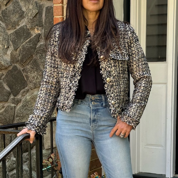 PARIS CHIC DESIGNER STYLE FRINGE TRIM GOLD BUTTON JACKET - Picture 3 of 11